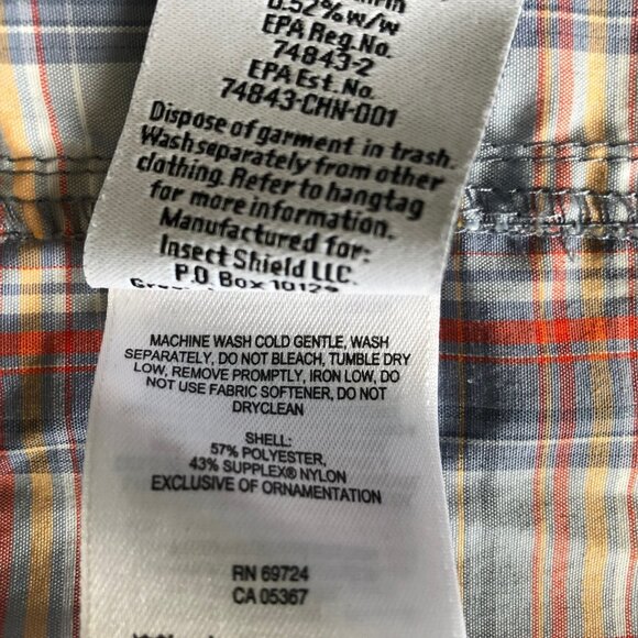 Columbia Shirt Outdoor Insect Blocker Lng Sleeve Size Medium grey/rd/ornge plaid - Picture 3 of 12